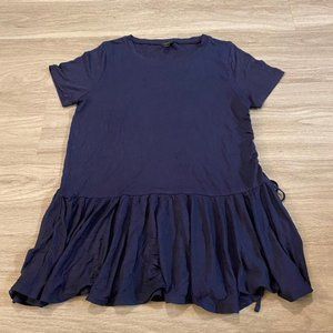 navy blue ruffled side tie blouse small